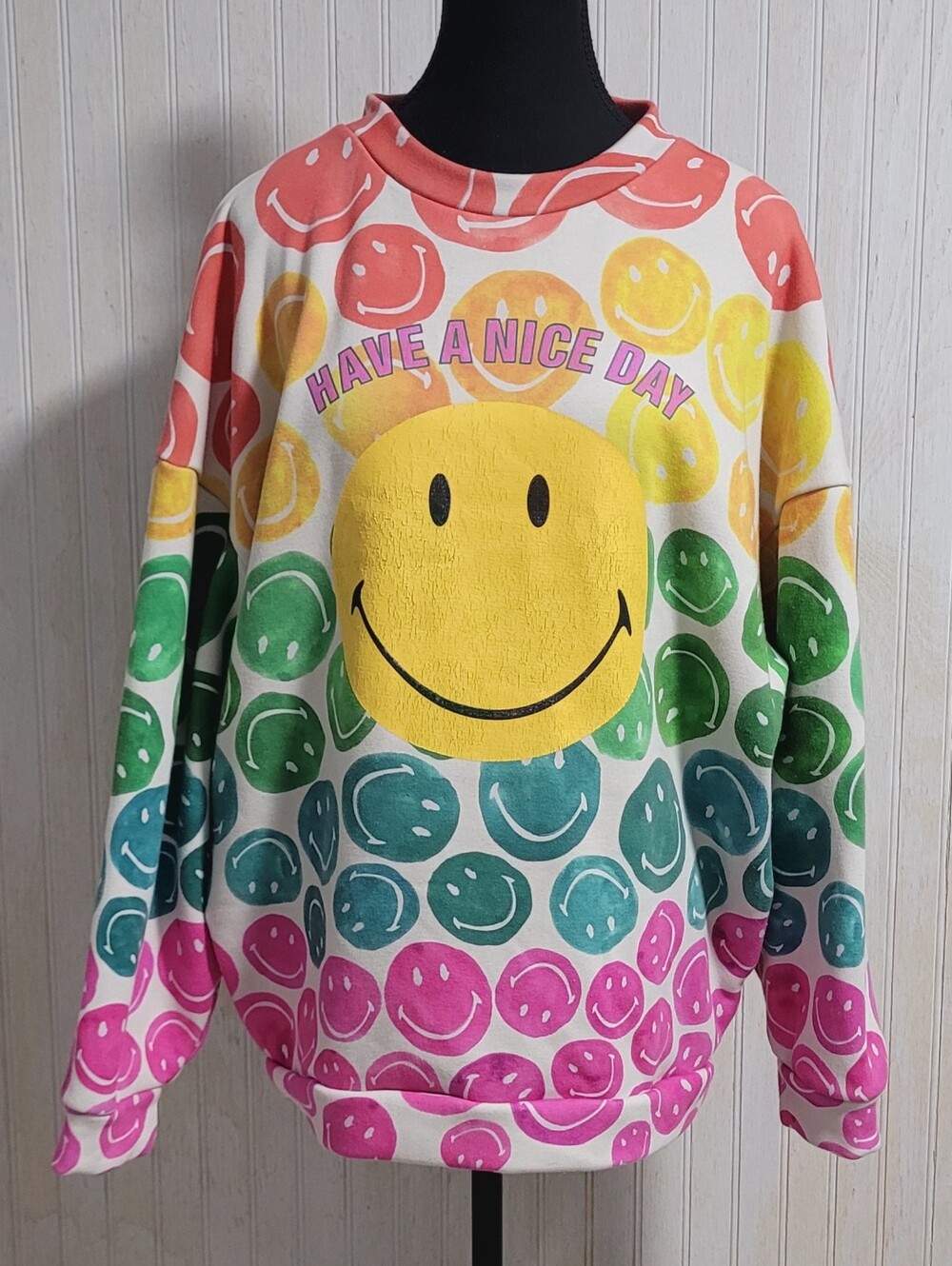 FARM Rio x Smiley Collab Have a Nice Day Rainbow Sweatshirt XS